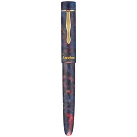 Asvine C2000#8 Stabilized Wood Fountain Pen Medium Nib Large Handmade Unique Pattern Pen with Converter Pen Box Collection Set Sunset