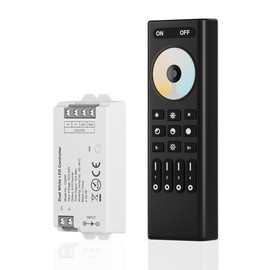 SEZO 2.4G RF CCT LED Controller Kit C02RF Controller and RC02RFB 4-Zone Wireless Remote Control Group Control Colour Temperature Adjustable for CCT Tunable Dual White 2700K-6500K LED Strip