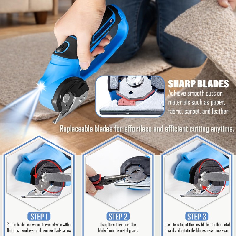 Socpuro Cordless Electric Scissors, 5V Cardboard Box Cutter, Rechargeable Rotary