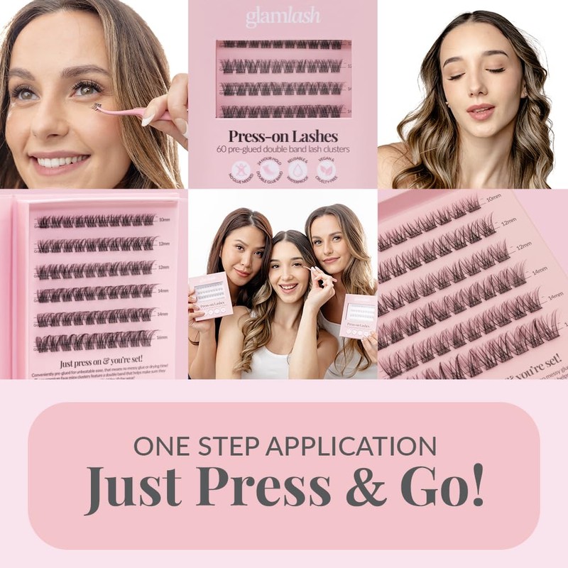 Self Adhesive Press On Eyelashes | Double Pre Glued Strips,