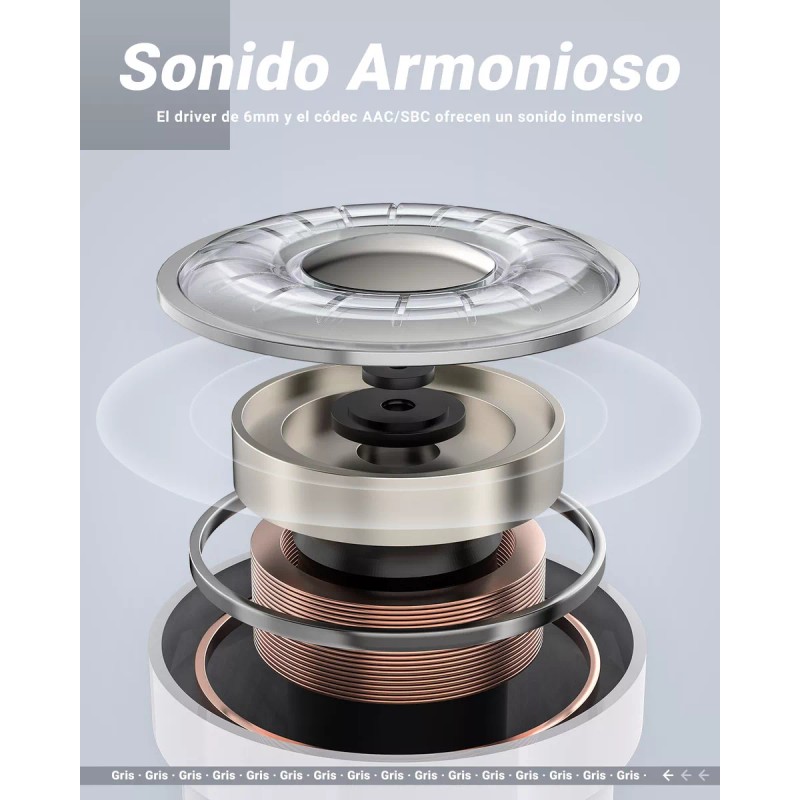 Acefast Audifonos Inalámbricos Pantalla Digital Reducción Ruido Ipx4 Color Gris