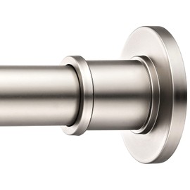 BRIOFOX Industrial Shower Curtain Rod - Spring Tension Shower Rod 43-72 Inch Tension Curtain Rod for Window or Bathroom, Satin Nickel