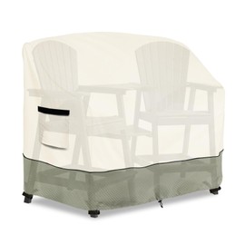 Tall Adirondack Chairs Set Cover for Poly Balcony Chair with Connecting Tray Patio Stools,100% Waterproof Heavy Duty Tall Outdoor Adirondack Chair Table Covers, Beige