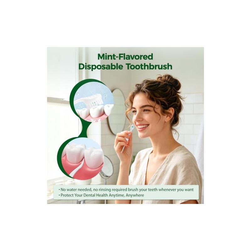 Vzznn 100 Mini Cepillos Dientes Desechables Granel Preencolados Pasta Raspador