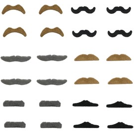 24 Pieces Fake Mustaches Beard, Self Adhesive Costume Accessories Novelty Mustache Fiesta Party Supplies for Masquerade Party