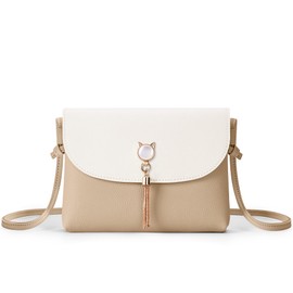 KALIDI Women's Shoulder Bag, Small, Cat Button, Cute, Fashionable Girls’ Bag, Simple, Mini Bag, Wallet, Smartphone Pouch, Waterproof, Crossbody Bag, Ultra-Lightweight, Present, School or Travel, Khaki