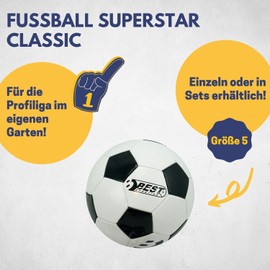 Best Sporting Football Superstar Classic I Football with Classic Design I High-Quality Ball I Football Children in Size 5 I White Football Children I Durable Training Ball