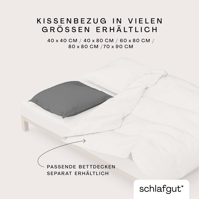 schlafgut Knitted Jersey Cushion Cover 40 x 80 cm Grey