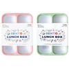 IHANA Bento Lunch Box Food Snack Container with 4 Leakproof Compartments, Locking Lid (Green & Pink)