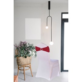 10pcs Elastic Chair Bands Cover Decor Round Diamante Buckle Wedding Valentine's (Burgundy)