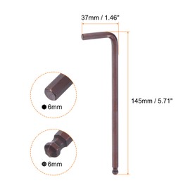 sourcing map Ball End Hex Key Wrench 6mm S2 Steel L-Shape Long Arm Hexagon Metric Wrenches Repairing Tool for Home Equipment Repair, Red