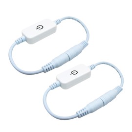 AKZYTUE 2 Pcs LED Touch Inline Dimmer Switch Controller, 5V 3A DC Cord Tact Switch Controller for Single Color Emitting Diode Strip Light