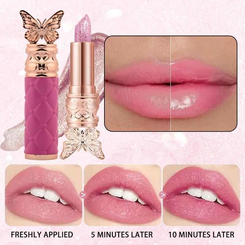 3pcs Petal Color-changing Lip Balm, Long-lasting, Moisturizing, Not Easily Fading,