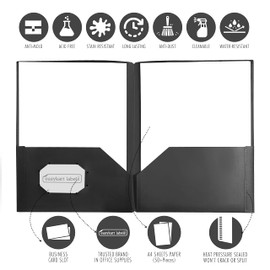 Easykart Plastic Folders with Pockets - (Black, 6 Pack), 2 Pocket Poly Folders for School, Home or Office, Durable Heavy Duty File Folders