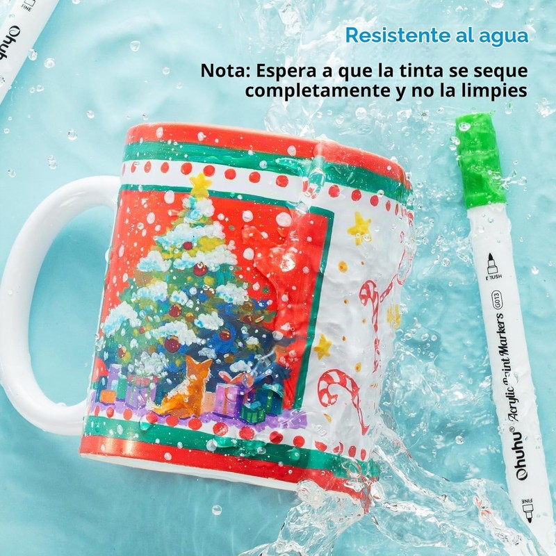 Ohuhu Plumones Acrílicos 72 Colores Doble Punta Pincel y Fina