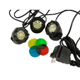 American Pond Set of 3 LED Lights for Large Fountain or Small Pond Includes Transformer and 4 Colored Lenses Each