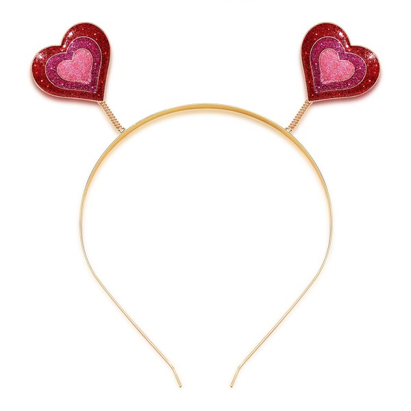 boderier Glitter Heart Headband Valentine’s Day Costume Party Head Bopper Hair Barrette Hair Accessory for Women Girls Multi Color