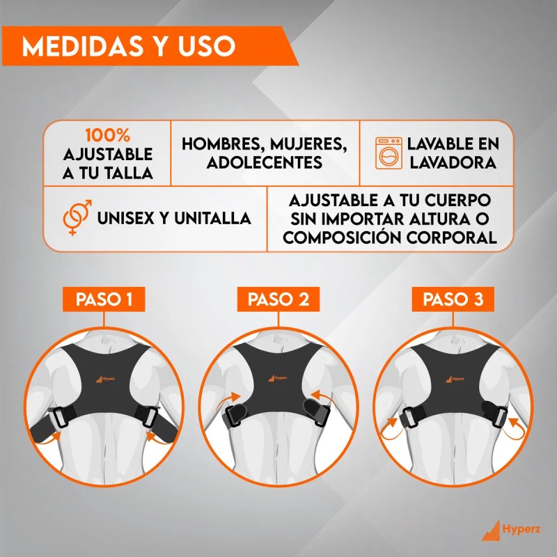 Hyperz.- Corrector de Postura Mantiene Espalda Recta y Hombros para