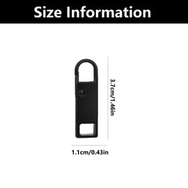 12 Piece Zipper Pull Replacement, Replacement Zipper Pulls, Zip Puller Replacement, Zip Tags Pulls, for Luggage Clothing Suitcase Purses Zipper(Black/Silver)