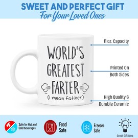 Dad Mugs for Father's Day Funny Birthday Gifts for men World's Best Farter I Mean Father Unique Fathers Day Gift Mugs for Him,Christmas Thanksgiving Day Gifts for for Dad New Dad Papa In Law CoffeeMug