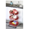 Simple Houseware 3-Tier Heavy Duty Metal Utility Rolling Cart, Red