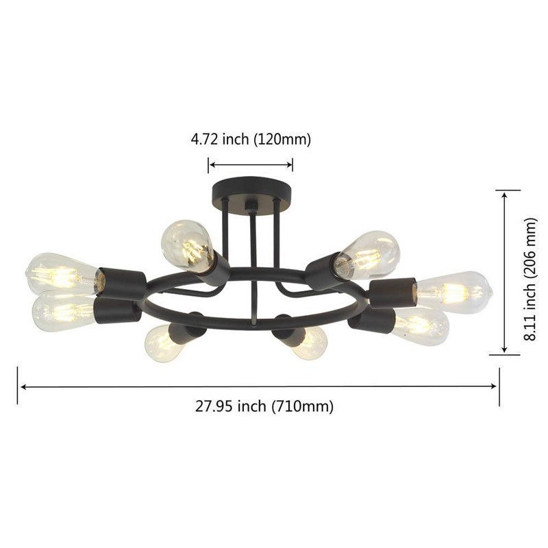 BONLICHT 8 Lights Semi Flush Mount Sputnik Ceiling Light Modern