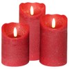 Eldnacele Red Wax Flameless Flickering Candles with 6H Timer, 3D
