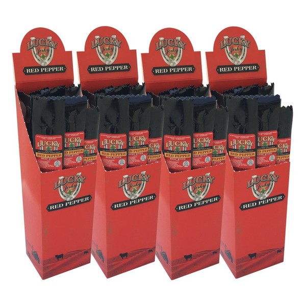 Lucky Beef Jerky Red Pepper Stick, 1.25 Ounce (Pack of
