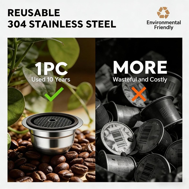 Stainless Steel Reusable Coffee Pods for Nespr*sso V-rtuo - Refillable
