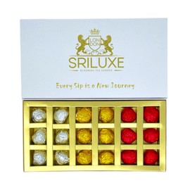 SRILUXE - Luxury Blooming Flower Tea - 18 pcs of Assorted Premium Blooming Tea | Wonderfully Wrapped in White, Gold and Red | perfect for gifting or self-indulgence (Assorted Blooming Tea)