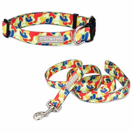Lucky Love Dog - Adjustable Dog Collar and Leash Set with Easy Click Buckle for Small to Large Dogs, Durable, & Comfortable Collar for Male & Female Dogs, Puppies & Adult Ones - Oscar Combo, XS