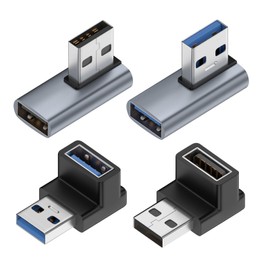 YUNKOZAND 90 Degree USB 3.1 Adapter, Right Angle USB A Male to Female Adapter for PC, Laptop, USB-A Charger and More USB Devices (Up & Down & Left & Right)