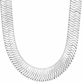 LIFETIME JEWELRY 11mm Flexible Herringbone Chain Necklace 24k Real Gold Plated (24 inches, White Gold)