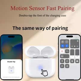 WAVANCKY Wireless Charging Case Replacement Compatible with AirPods 4th Generation, for Air Pods 4th Charger Case Replacement with Motion Sensor, Double-Tap to Pairing