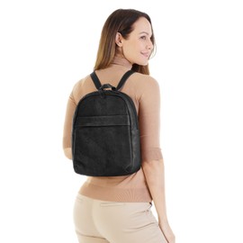 X-ZONE 020625 Rucksack Genuine Leather for Men and Women, black, Einheitsgröße