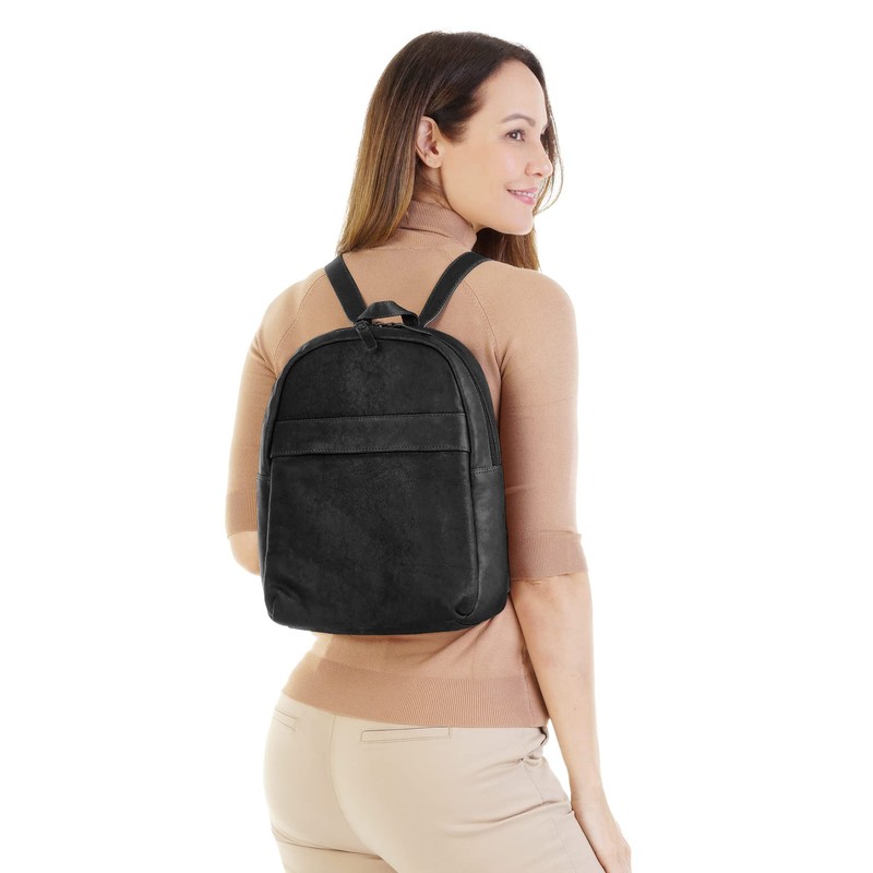 X-ZONE 020625 Rucksack Genuine Leather for Men and Women, black,