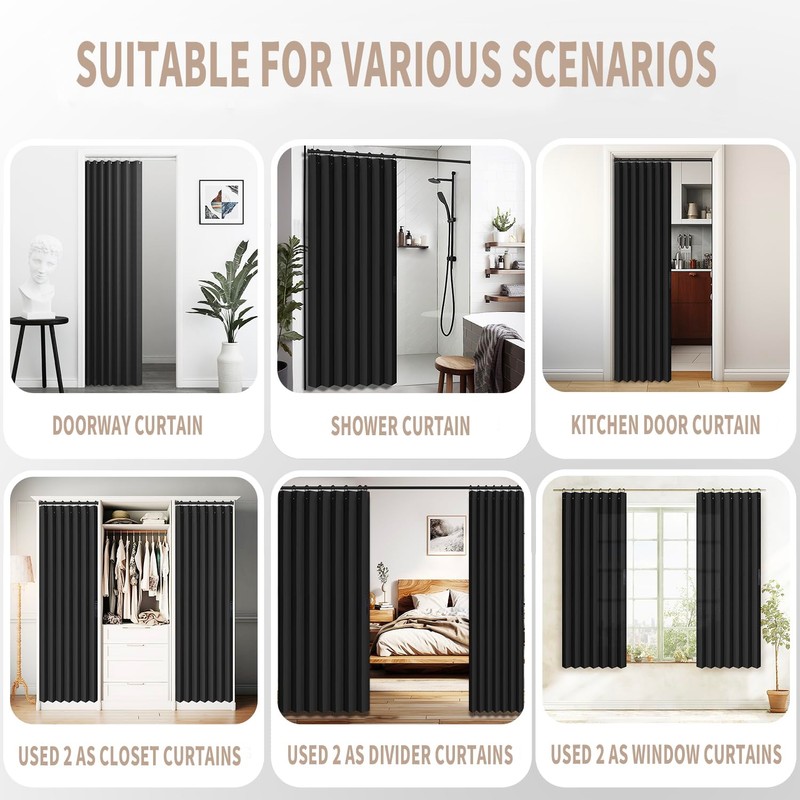 Vatge Closet Door Curtain Room Divider Drapes, Pleated Folding Style