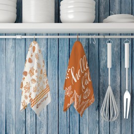 ZCHOMI - Juego de 2 toallas de cocina de otoño, hojas de arce de otoño, color naranja, toallas de mano decorativas de temporada para limpieza, secado de cocina, hornear, 16 x 24 pulgadas