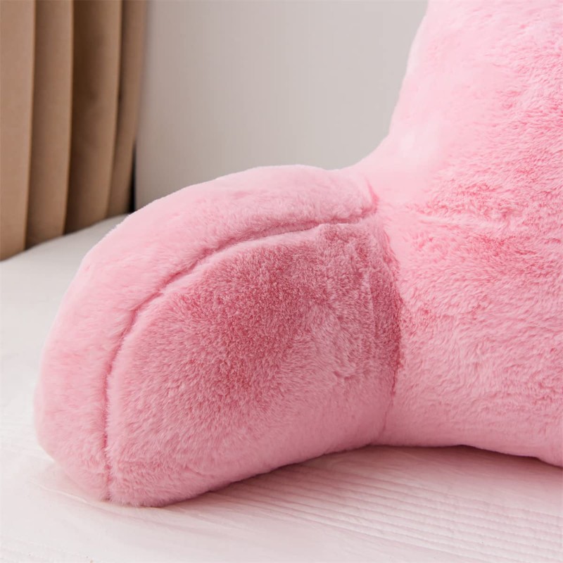Holawakaka Standard Faux Fur Bed Rest Pillow with Arms, Rabbit