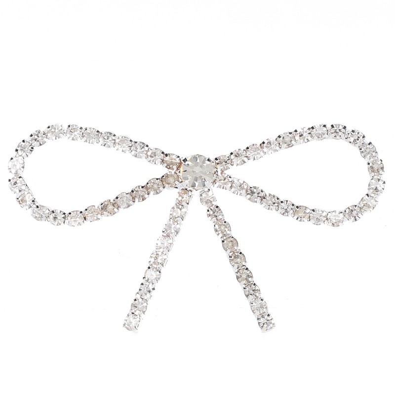 10Pcs Diamond Rhinestone Bow Glass Flash Brooch Claw Chain Suit