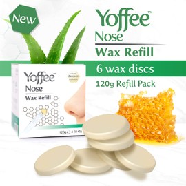 Original Yoffee Nose Wax Refill - Nose Hair Wax Refill - 6x20g Discs (120 g) - Nose Hair Removal Wax for Men & Women - Organic Beeswax & Aloe Vera Nose Hair Remover - Made in Spain