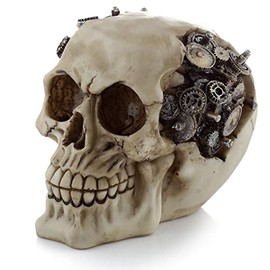 Puckator Steampunk Style Skull with Cogs and Gears - Home Decoration - Steampunk Skull - Ornaments - Resin - Home Accessories - Living Room Accessories - Human Skeleton - Goth Gifts For Men