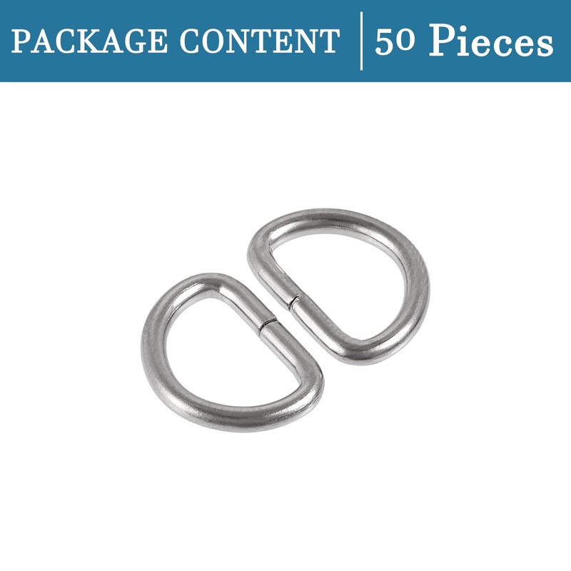 QUARKZMAN 10 mm D Ring x 50 Pieces Semicircular Unwelded