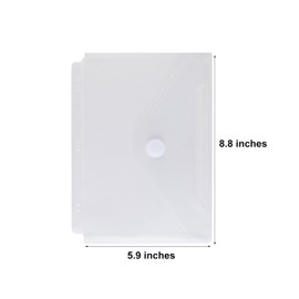 YESSART Plastic 3 Ring Binder Pockets Clear Pouches for 5.5’’ x 8.5’’ Paper Folder Organizer Hook Loop Closure 40 Pack