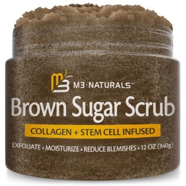 M3 Naturals Exfoliante Corporal De Azúcar Marrón Con Colágeno Y Células Madre - 12 Onzas                                                              