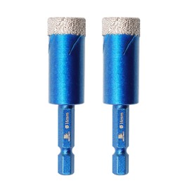 BRSCHNITT 16mm Diamond Hole Saw Drill Bit - 2pcs/Pack, Hex Shank Dry Drilling Diamond Core Drill Bit Set for Porcelain, Ceramic, Stone, Granite, Marble
