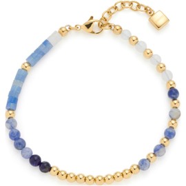 JEWELS BY LEONARDO Belinda Bracelet • Bracelet Chain Made of Gold-Coloured Stainless Steel • Filigree Natural Stones in Blue and White Tones • 19-22 cm Length • Jewellery Gift for Women • 024571, One