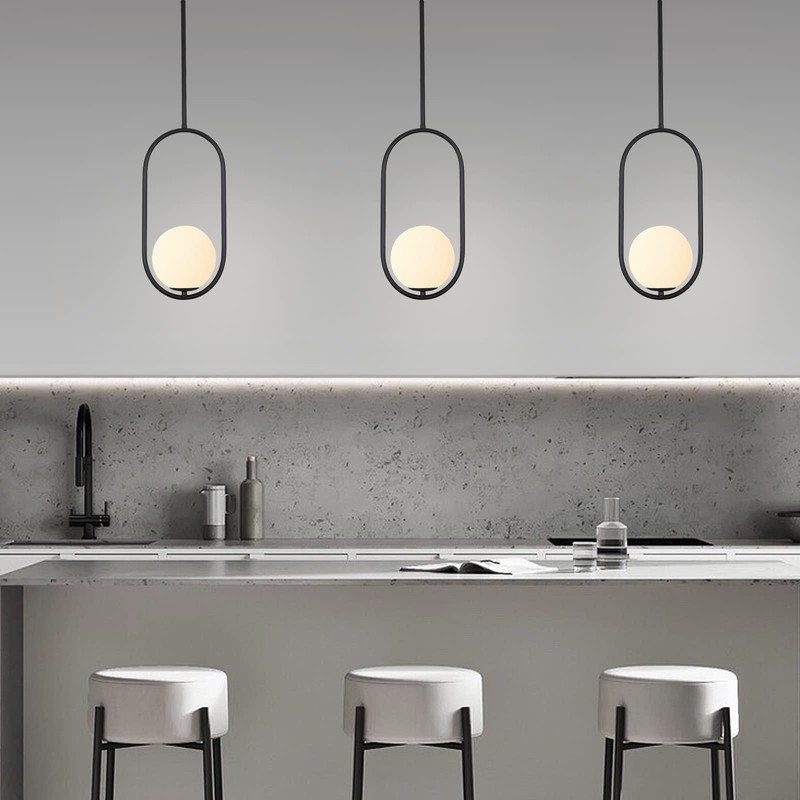 SeeU Modern Pendant Lighting One Light Chandelier Globe Black Pendant