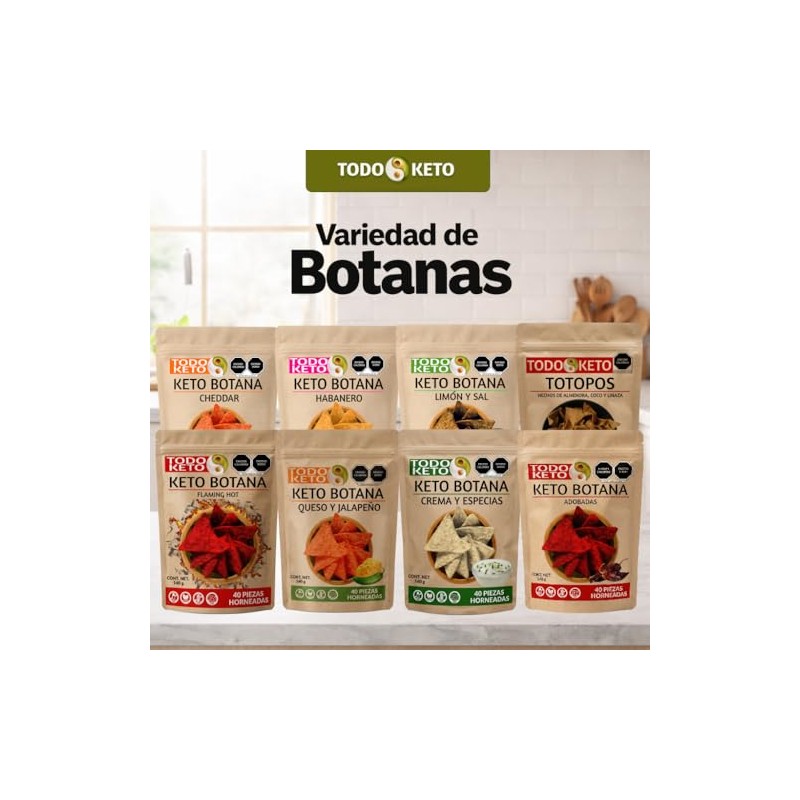 Totopos Keto Botana de Almendra 40 Piezas (Naturales) 125 gramos