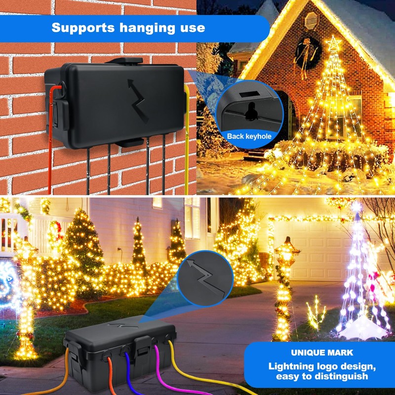 Hrensaw Medium Outdoor Electrical Box(10.6x5.5x4.5inch),IP54 Waterproof Extension Cord Cover w/6